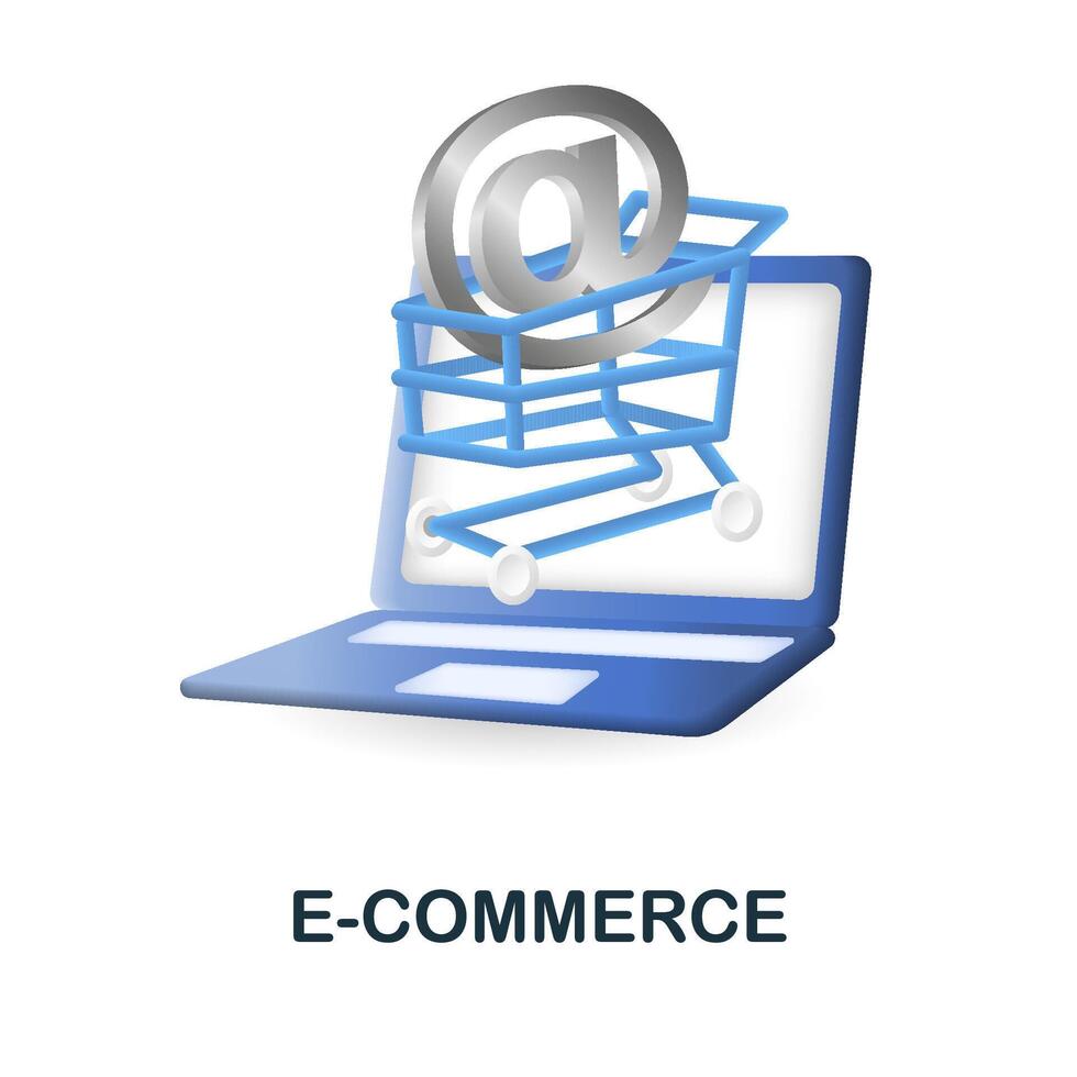 E-Commerce icon. 3d illustration from digital marketing collection. Creative E-Commerce 3d icon for web design, templates, infographics and more vector