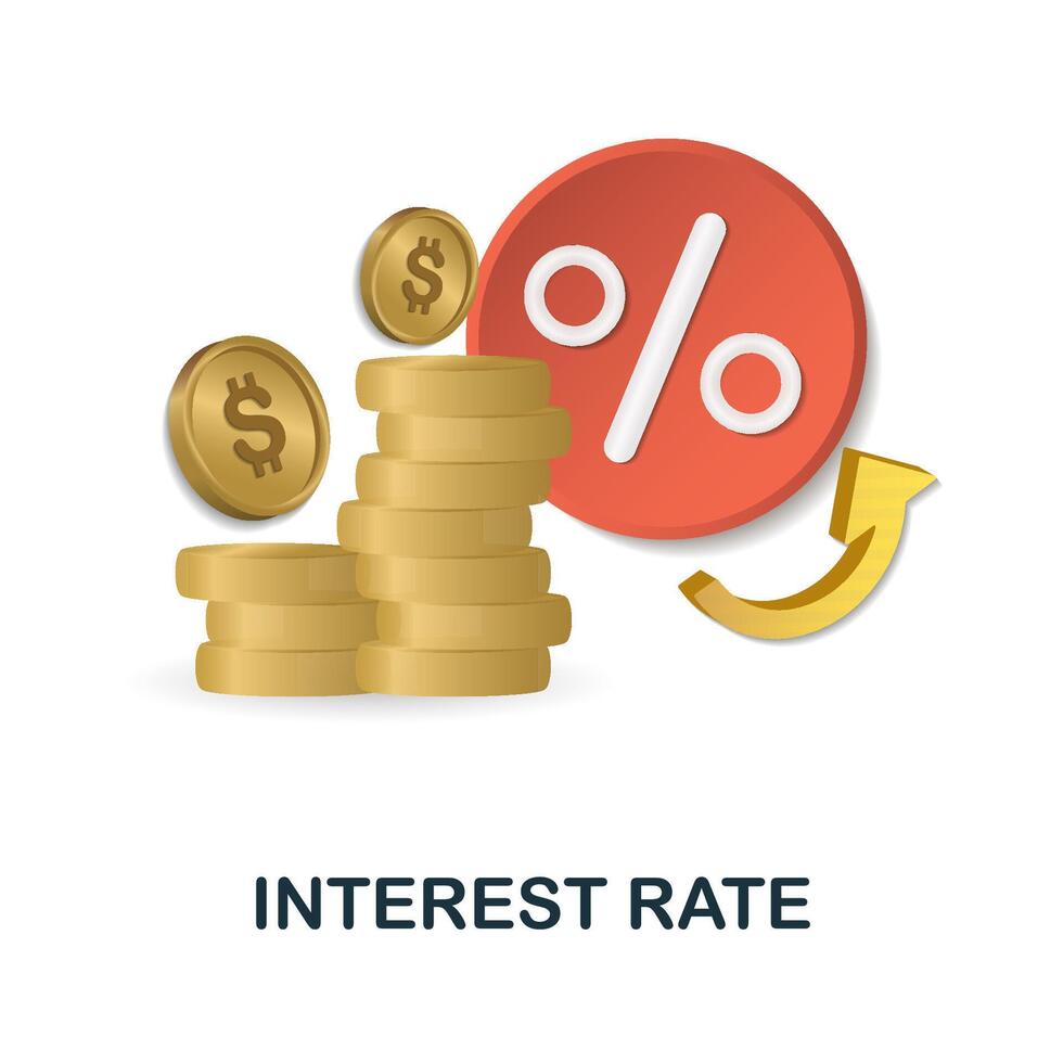 Interest Rate icon. 3d illustration from economic collection. Creative Interest Rate 3d icon for web design, templates, infographics and more vector