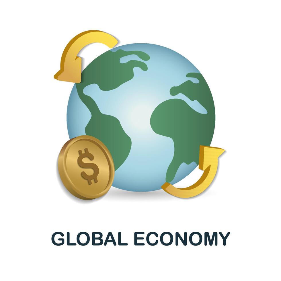 Global Economy icon. 3d illustration from economic collection. Creative Global Economy 3d icon for web design, templates, infographics and more vector
