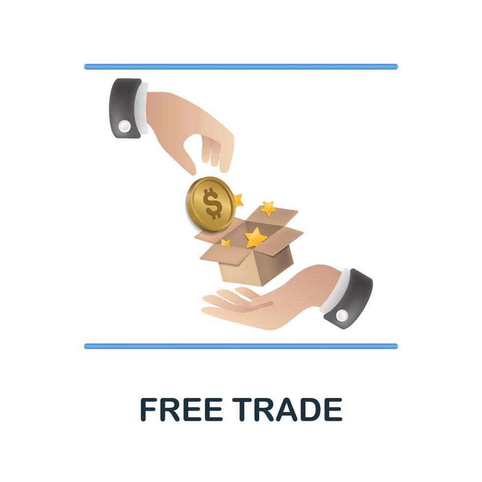 Free Trade icon. 3d illustration from economic collection. Creative Free Trade 3d icon for web design, templates, infographics and more vector