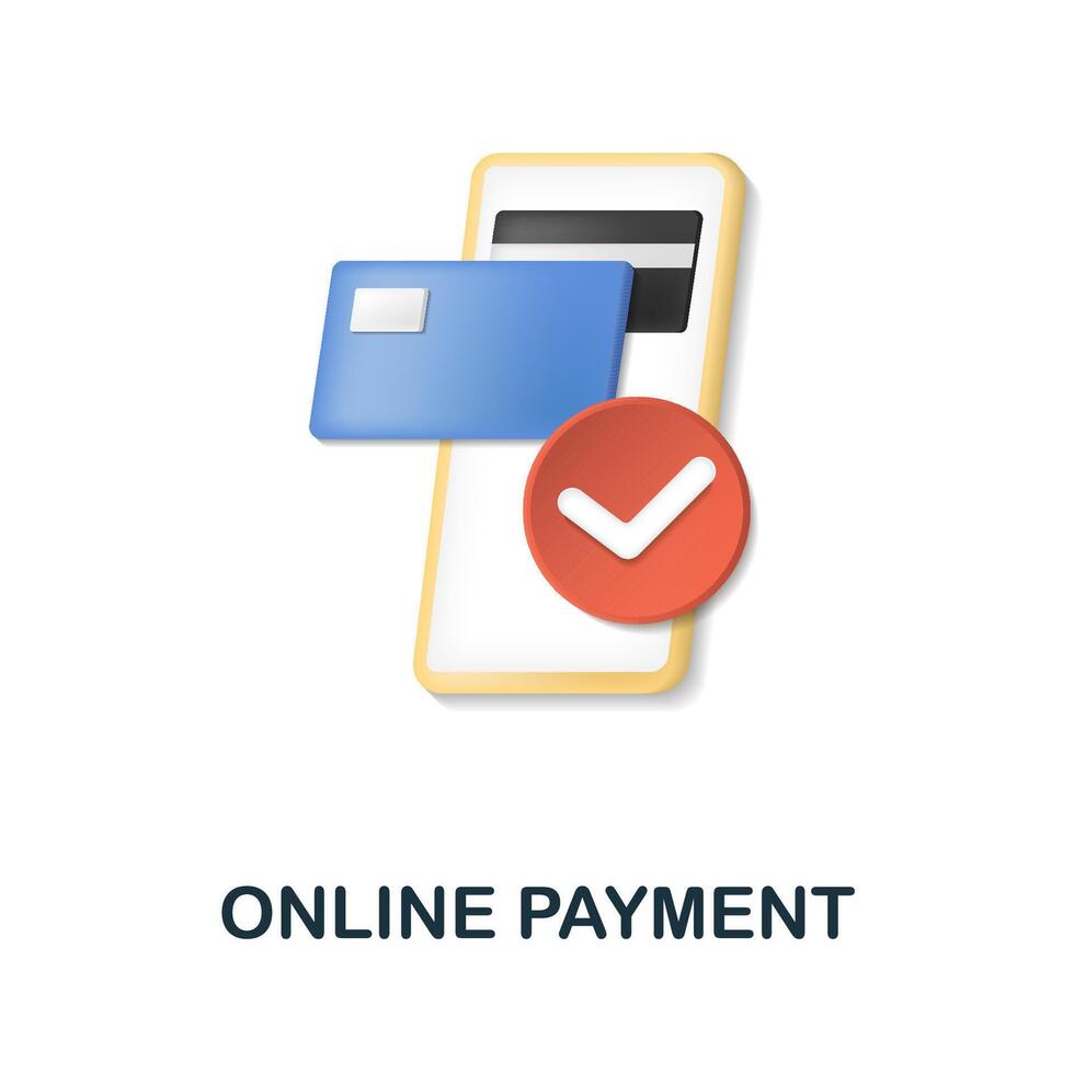 Online Payment icon. 3d illustration from e-commerce collection. Creative Online Payment 3d icon for web design, templates, infographics and more vector
