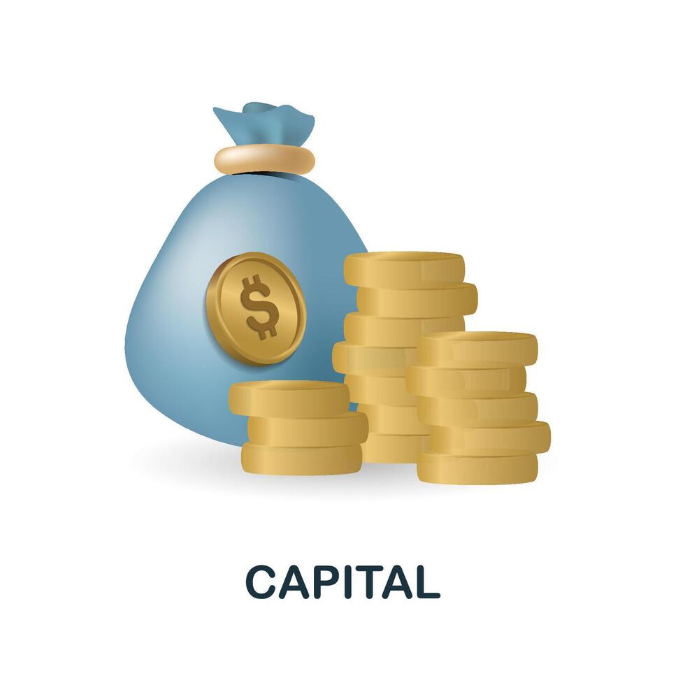 Capital icon. 3d illustration from economic collection. Creative Capital 3d icon for web design, templates, infographics and more vector