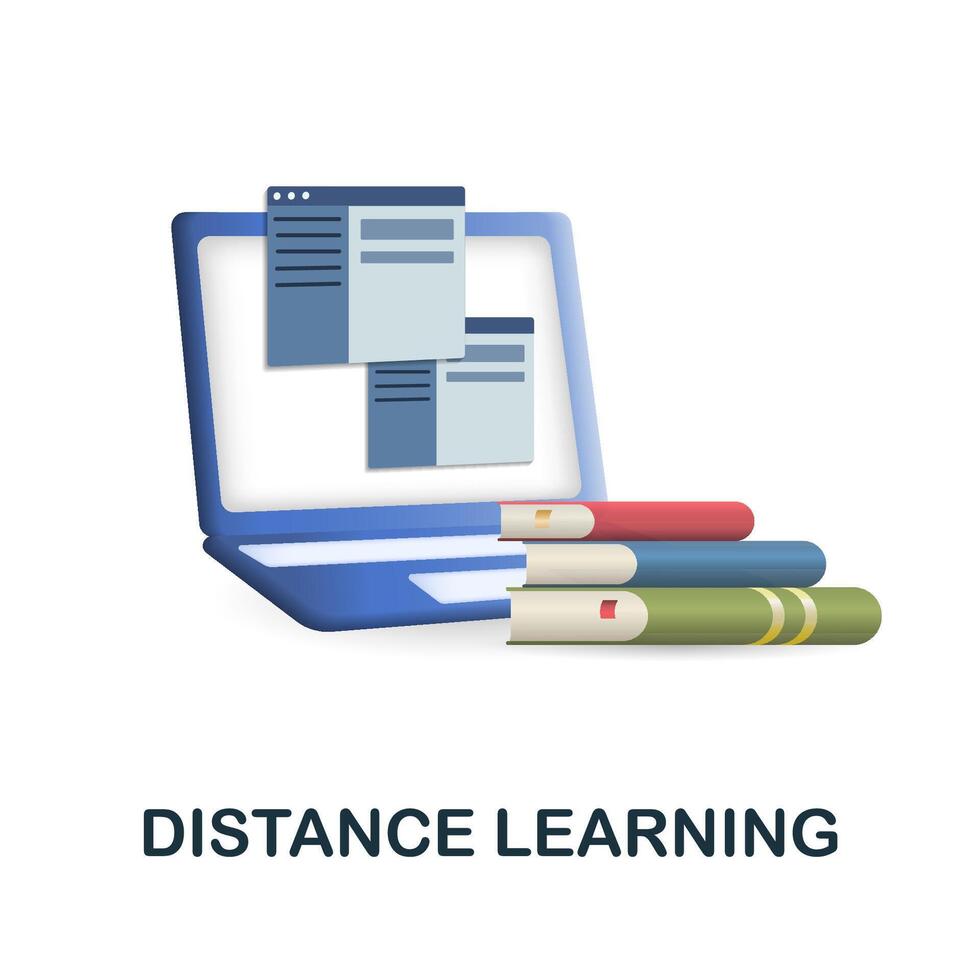 Distance Learning icon. 3d illustration from e-learning collection. Creative Distance Learning 3d icon for web design, templates, infographics and more vector