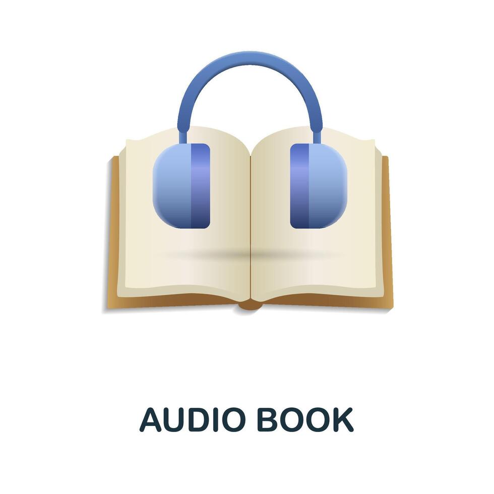Audio Book icon. 3d illustration from e-learning collection. Creative Audio Book 3d icon for web design, templates, infographics and more vector