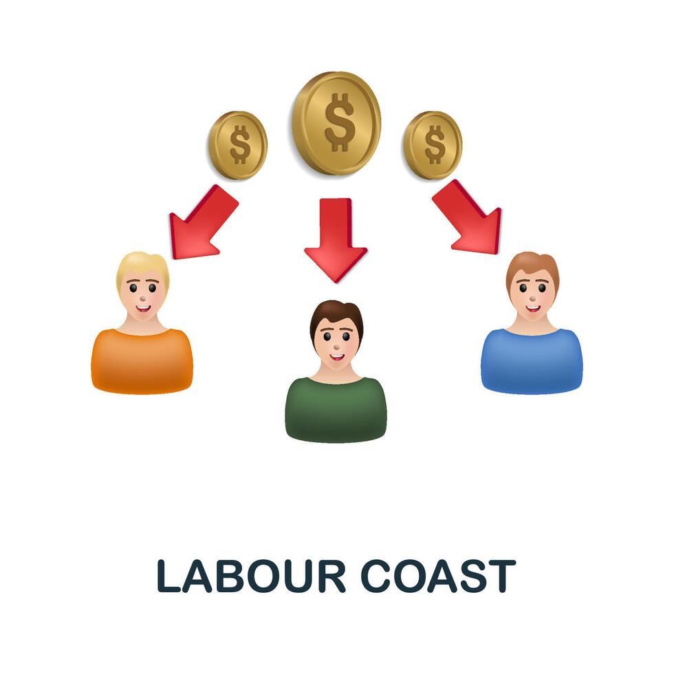 Labour Coast icon. 3d illustration from finance management collection. Creative Labour Coast 3d icon for web design, templates, infographics and more vector