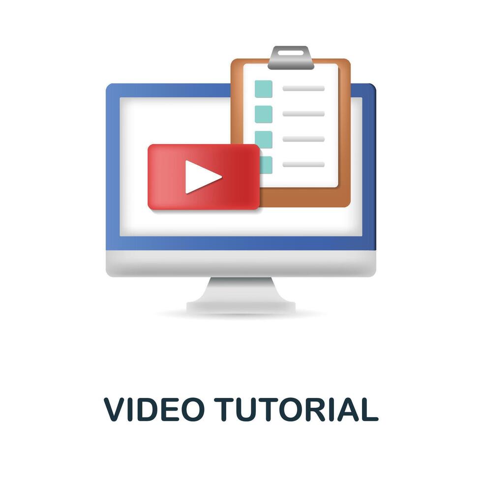 Tutorial icon. 3d illustration from e-learning collection. Creative Tutorial 3d icon for web design, templates, infographics and more vector