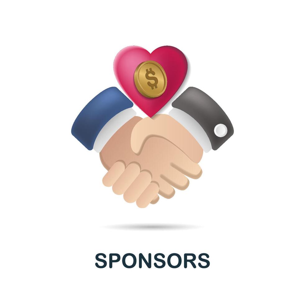 Sponsors icon. 3d illustration from finance management collection. Creative Sponsors 3d icon for web design, templates, infographics and more vector