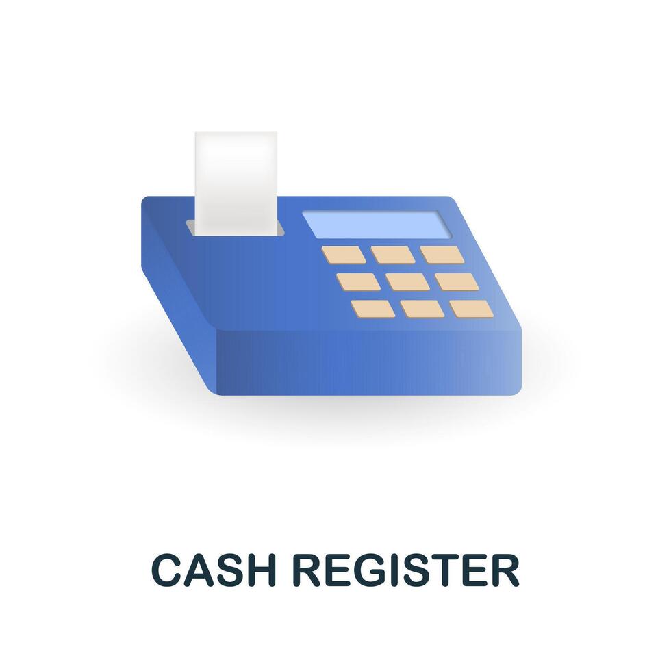 Cash Register icon. 3d illustration from online store collection. Creative Cash Register 3d icon for web design, templates, infographics and more vector