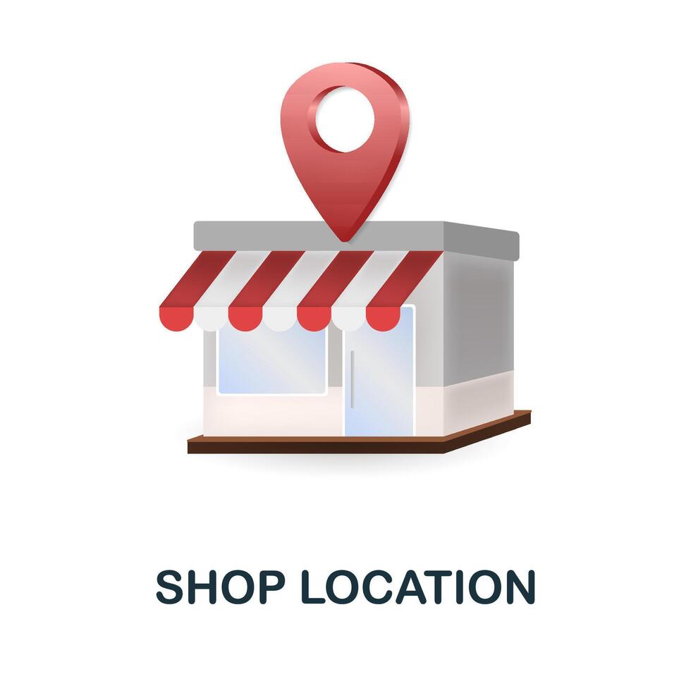Shop Location icon. 3d illustration from online store collection. Creative Shop Location 3d icon for web design, templates, infographics and more vector