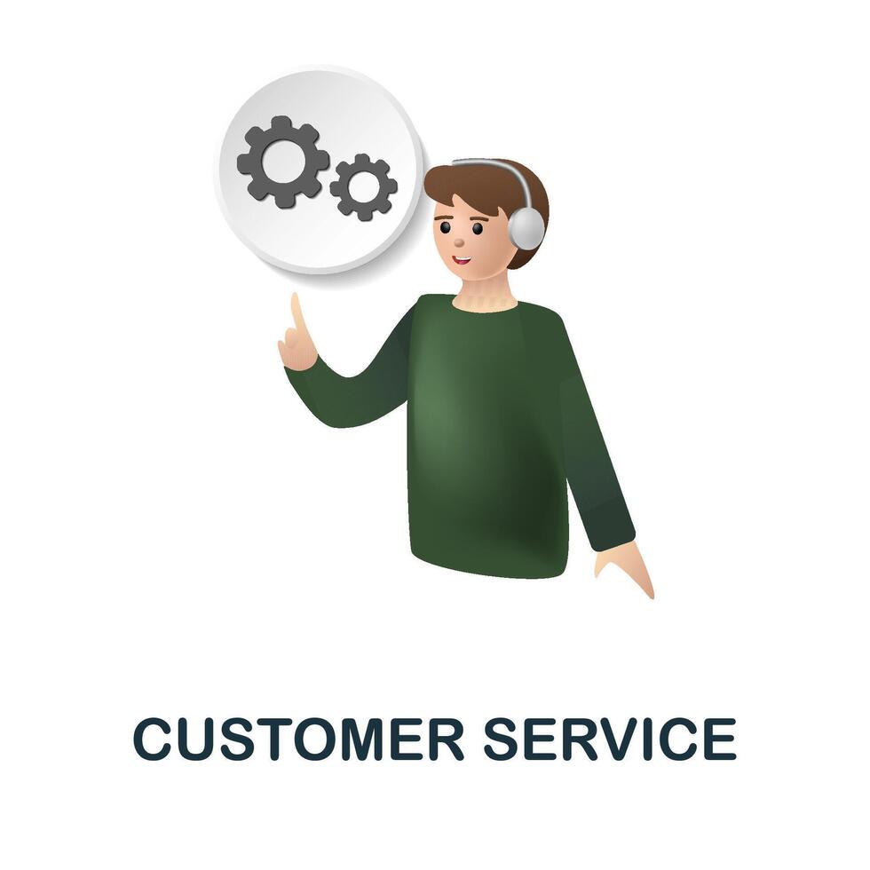 Customer Service icon. 3d illustration from online store collection. Creative Customer Service 3d icon for web design, templates, infographics and more vector