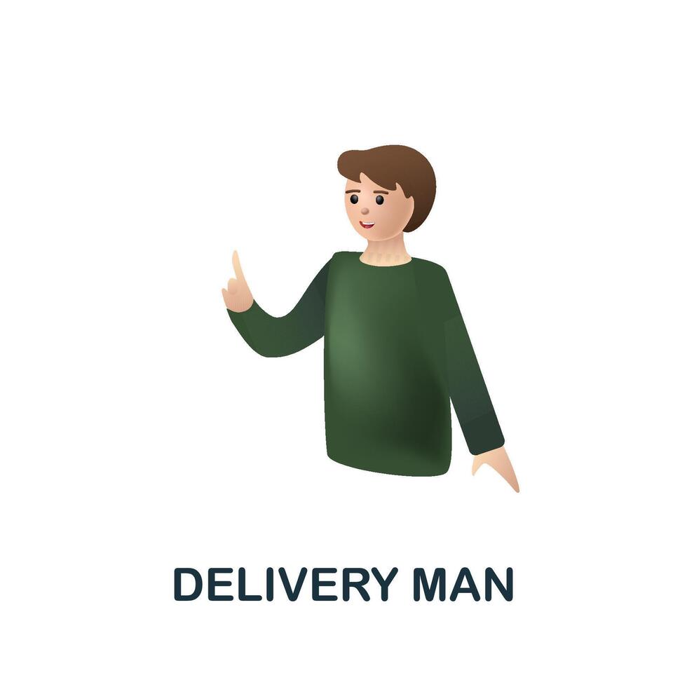 Delivery Man icon. 3d illustration from online store collection. Creative Delivery Man 3d icon for web design, templates, infographics and more vector