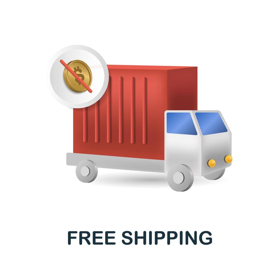 Free Shipping icon. 3d illustration from online store collection. Creative Free Shipping 3d icon for web design, templates, infographics and more vector