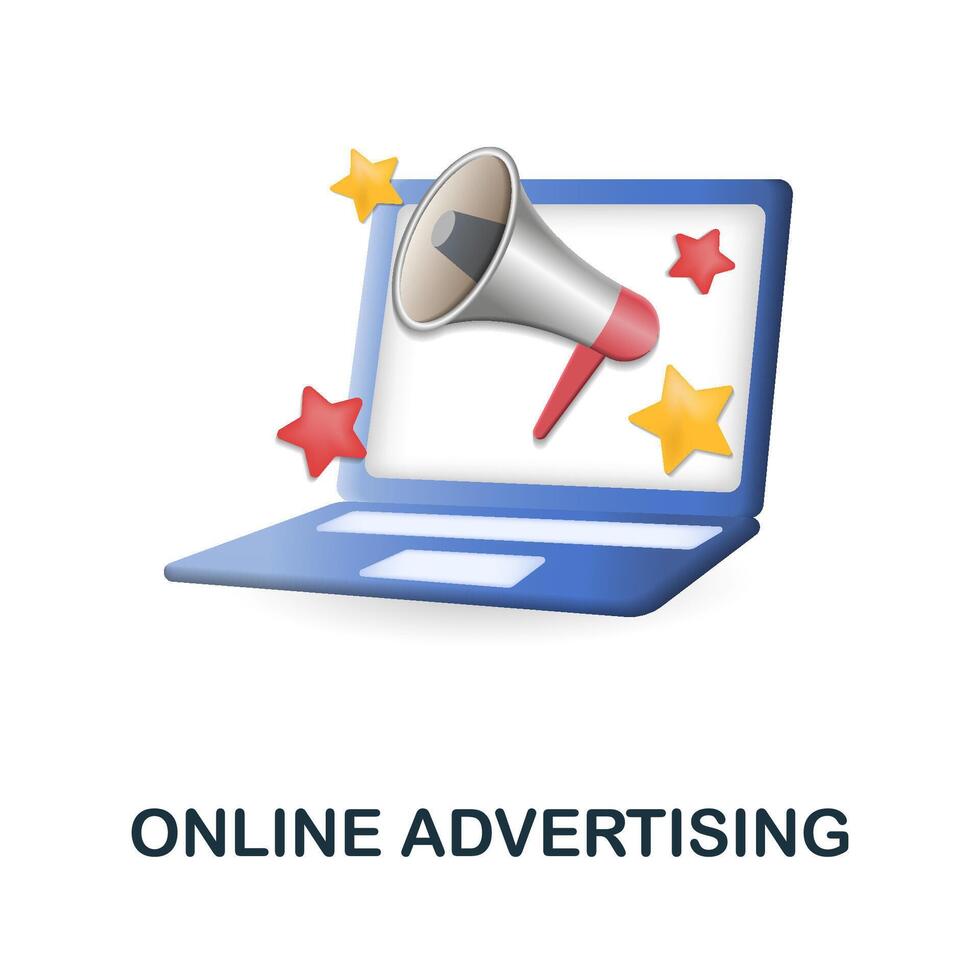 Online Advertising icon. 3d illustration from online store collection. Creative Online Advertising 3d icon for web design, templates, infographics and more vector