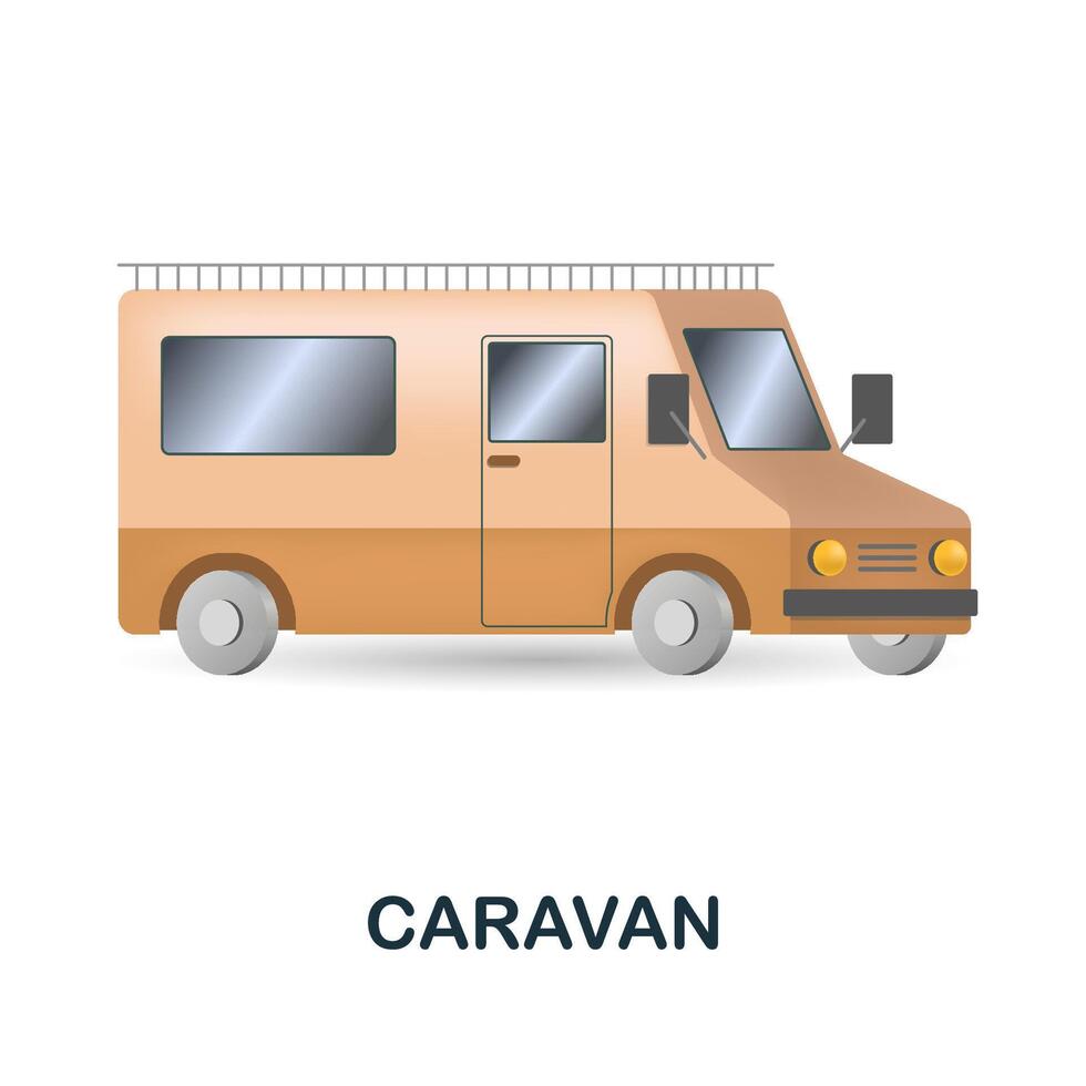 Caravan icon. 3d illustration from outdoor recreation collection. Creative Caravan 3d icon for web design, templates, infographics and more vector