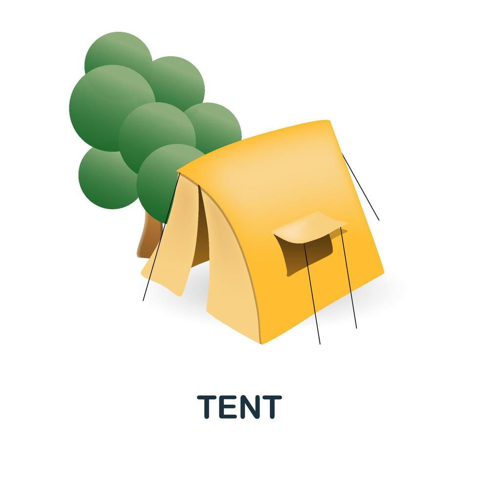 Tent icon. 3d illustration from outdoor recreation collection. Creative Tent 3d icon for web design, templates, infographics and more vector