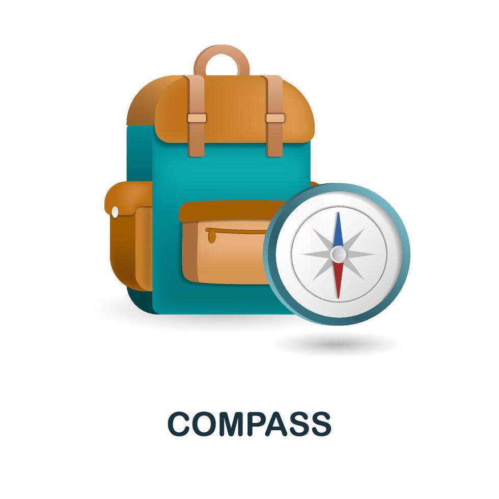 Compass icon. 3d illustration from outdoor recreation collection. Creative Compass 3d icon for web design, templates, infographics and more vector