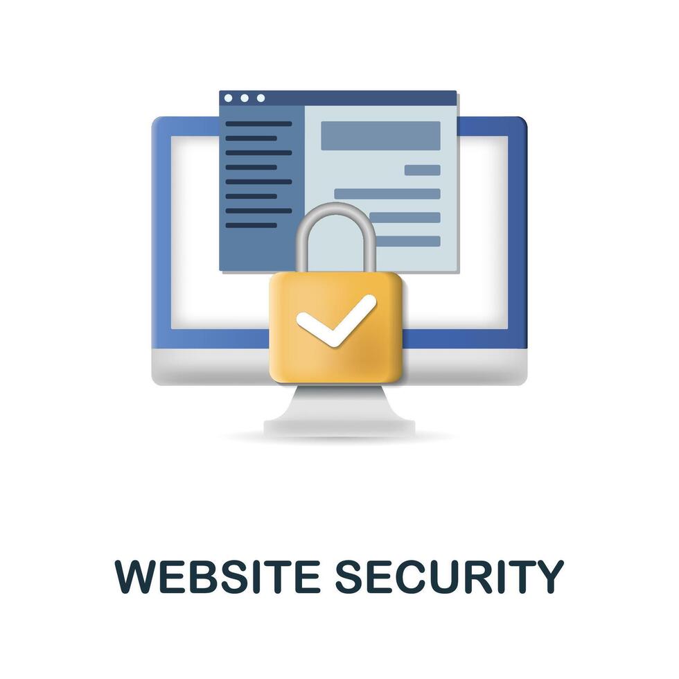 Website Security icon. 3d illustration from web development collection. Creative Website Security 3d icon for web design, templates, infographics and more vector