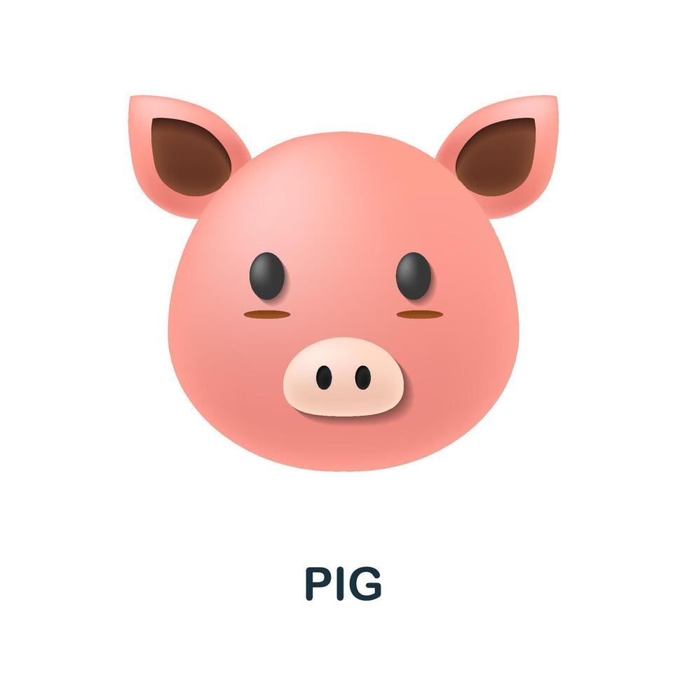 Pig icon. 3d illustration from animal head collection. Creative Pig 3d icon for web design, templates, infographics and more vector