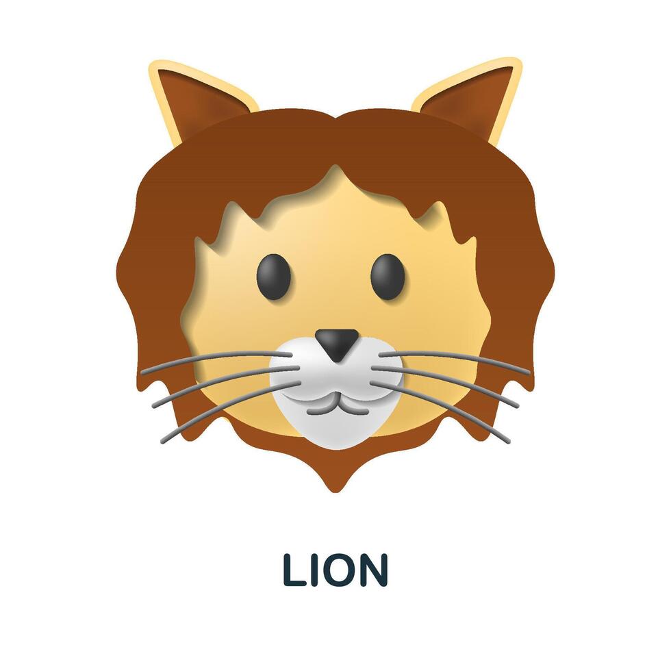 Lion icon. 3d illustration from animal head collection. Creative Lion 3d icon for web design, templates, infographics and more vector