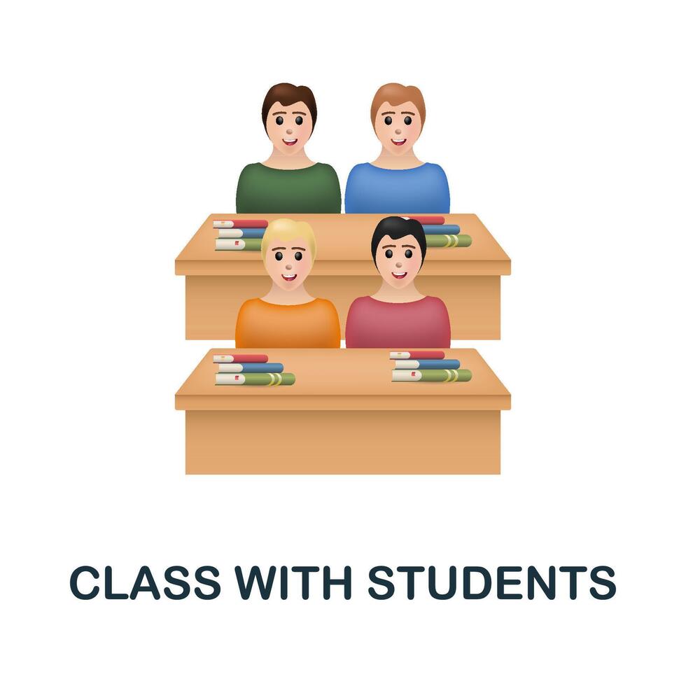 Class With Students icon. 3d illustration from back to school collection. Creative Class With Students 3d icon for web design, templates, infographics and more vector