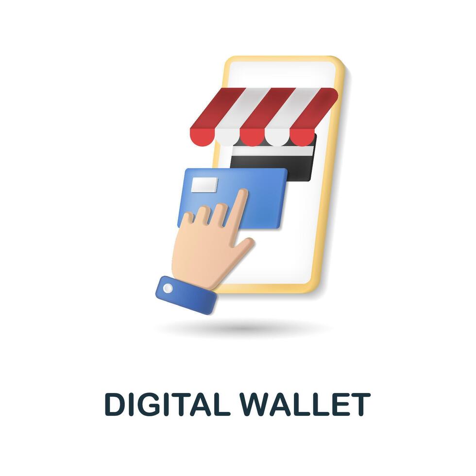 Digital Wallet icon. 3d illustration from black friday collection. Creative Digital Wallet 3d icon for web design, templates, infographics and more vector