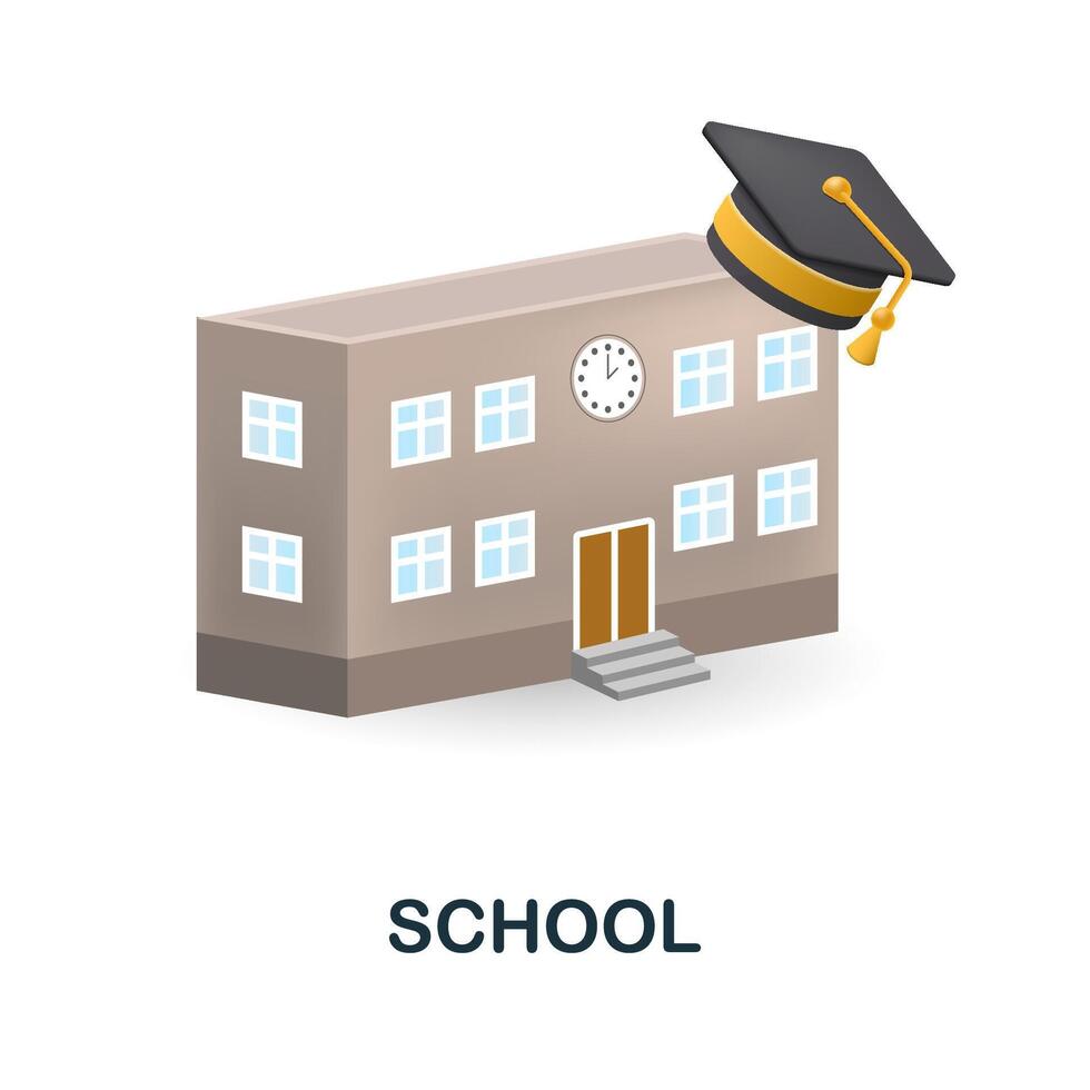 School icon. 3d illustration from back to school collection. Creative School 3d icon for web design, templates, infographics and more vector