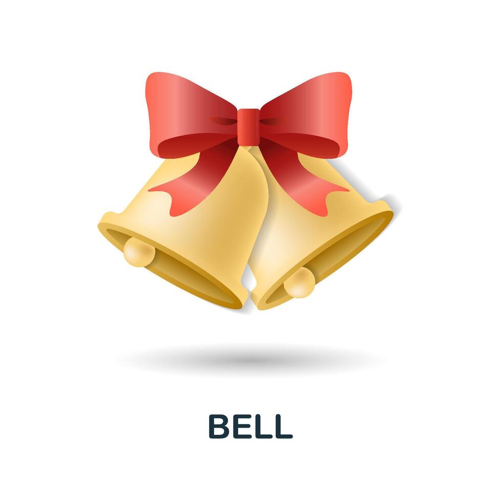 Bell icon. 3d illustration from christmas collection. Creative Bell 3d icon for web design, templates, infographics and more vector