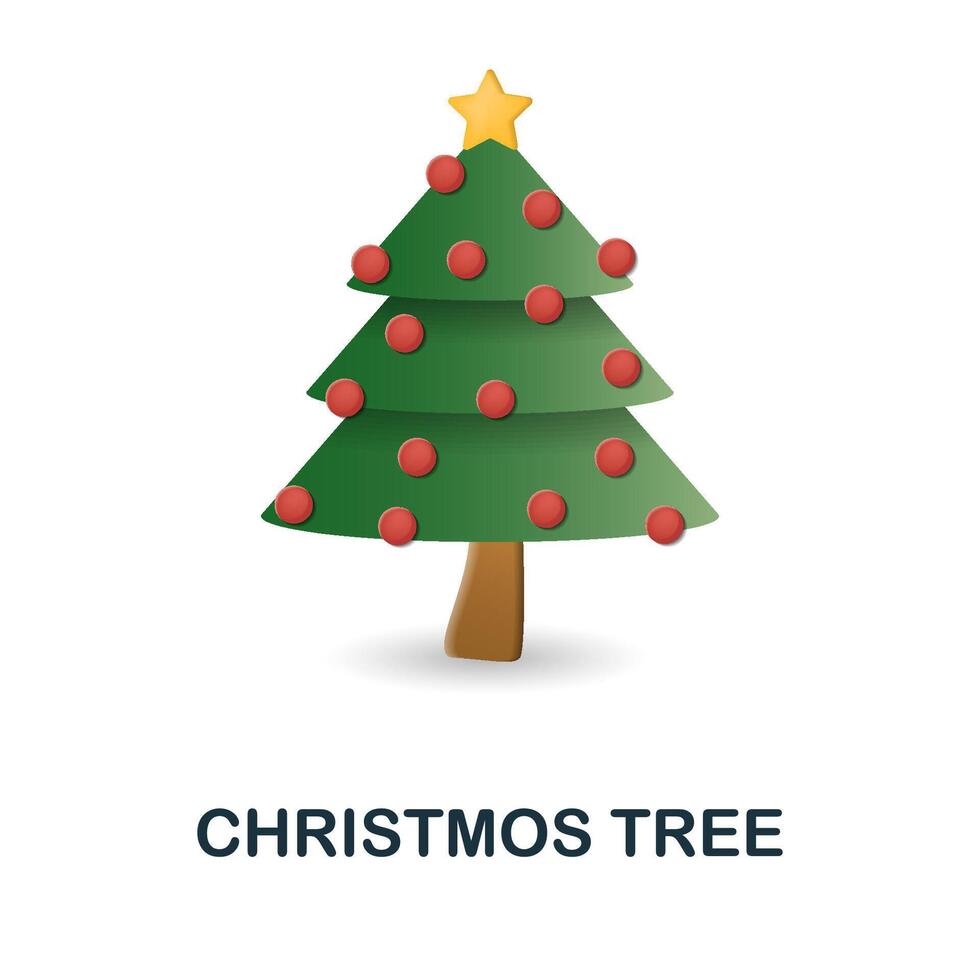 Christmos Tree icon. 3d illustration from christmas collection. Creative Christmos Tree 3d icon for web design, templates, infographics and more vector