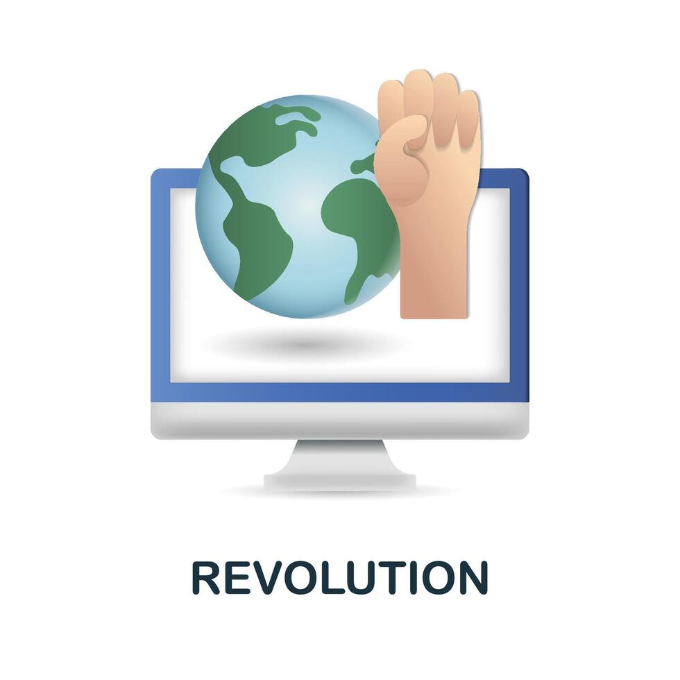 Revolution icon. 3d illustration from digitalization collection. Creative Revolution 3d icon for web design, templates, infographics and more vector
