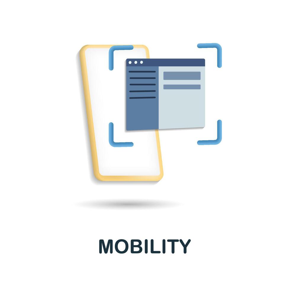Mobility icon. 3d illustration from digitalization collection. Creative Mobility 3d icon for web design, templates, infographics and more vector