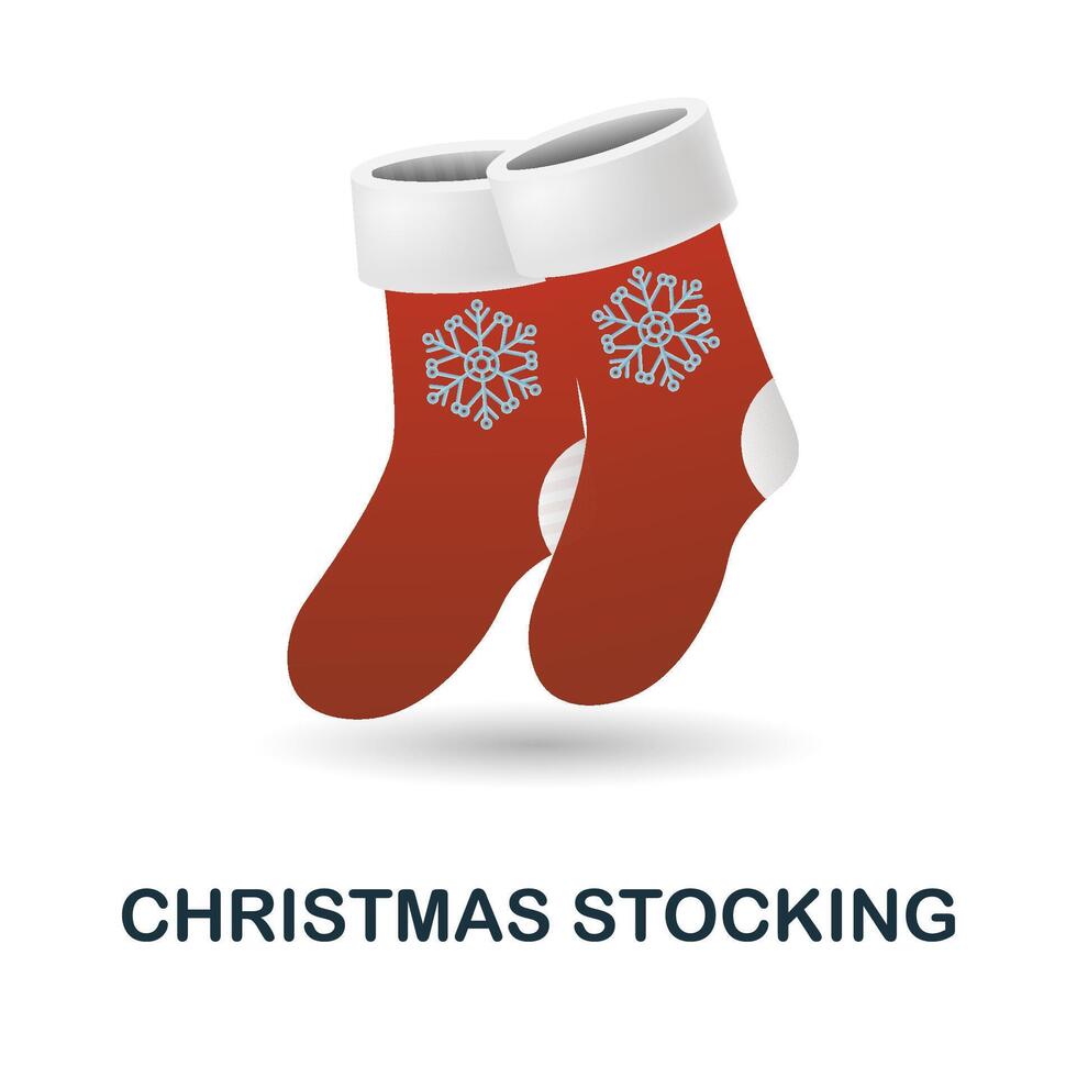 Christmas Stocking icon. 3d illustration from christmas collection. Creative Christmas Stocking 3d icon for web design, templates, infographics and more vector