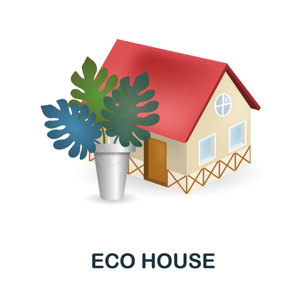 Eco House icon. 3d illustration from ecology and energy collection. Creative Eco House 3d icon for web design, templates, infographics and more vector