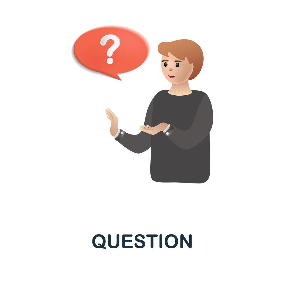 Question icon. 3d illustration from discussion collection. Creative Question 3d icon for web design, templates, infographics and more vector