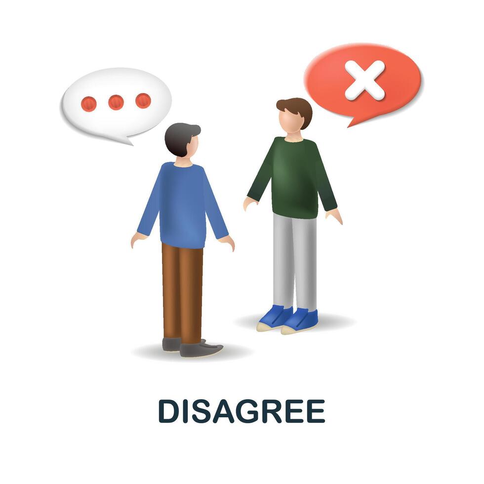 Disagree icon. 3d illustration from discussion collection. Creative Disagree 3d icon for web design, templates, infographics and more vector
