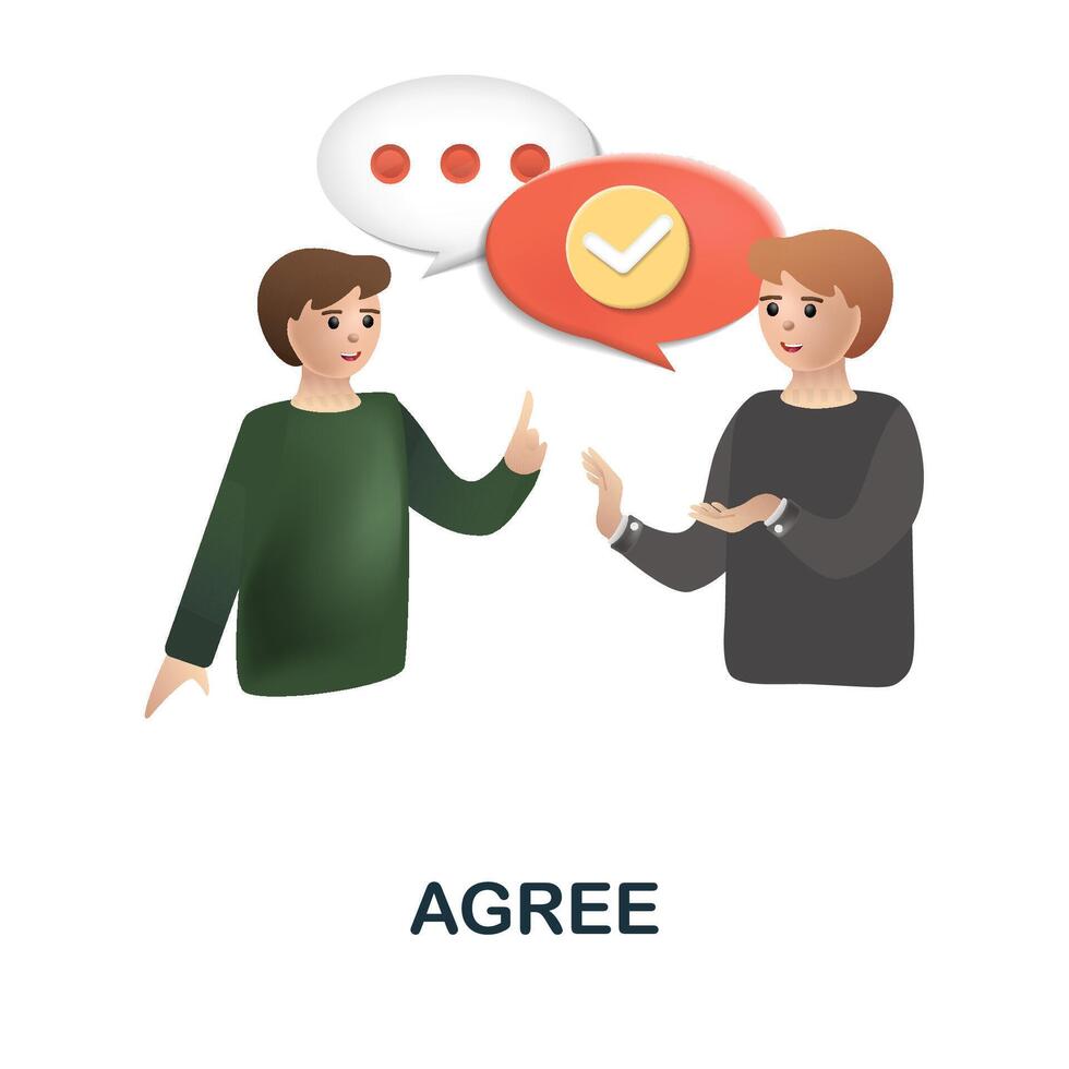 Agree icon. 3d illustration from discussion collection. Creative Agree 3d icon for web design, templates, infographics and more vector