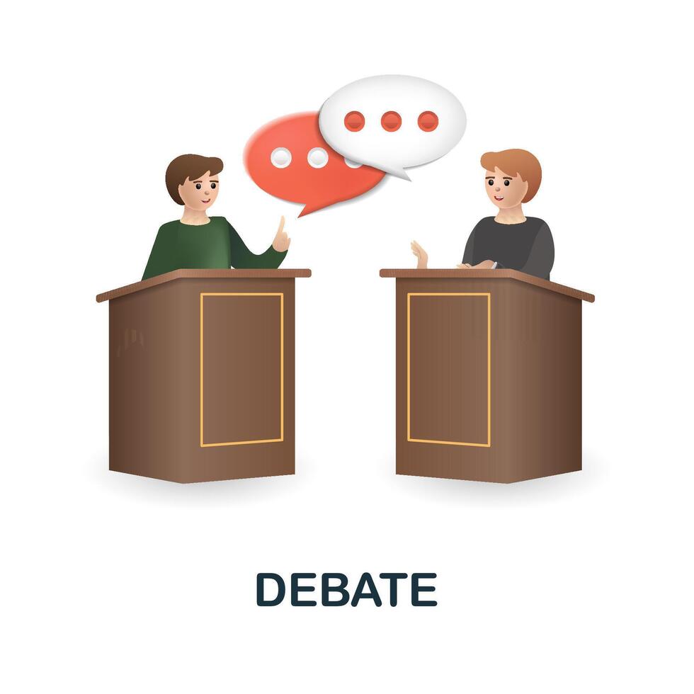 Debate icon. 3d illustration from discussion collection. Creative Debate 3d icon for web design, templates, infographics and more vector