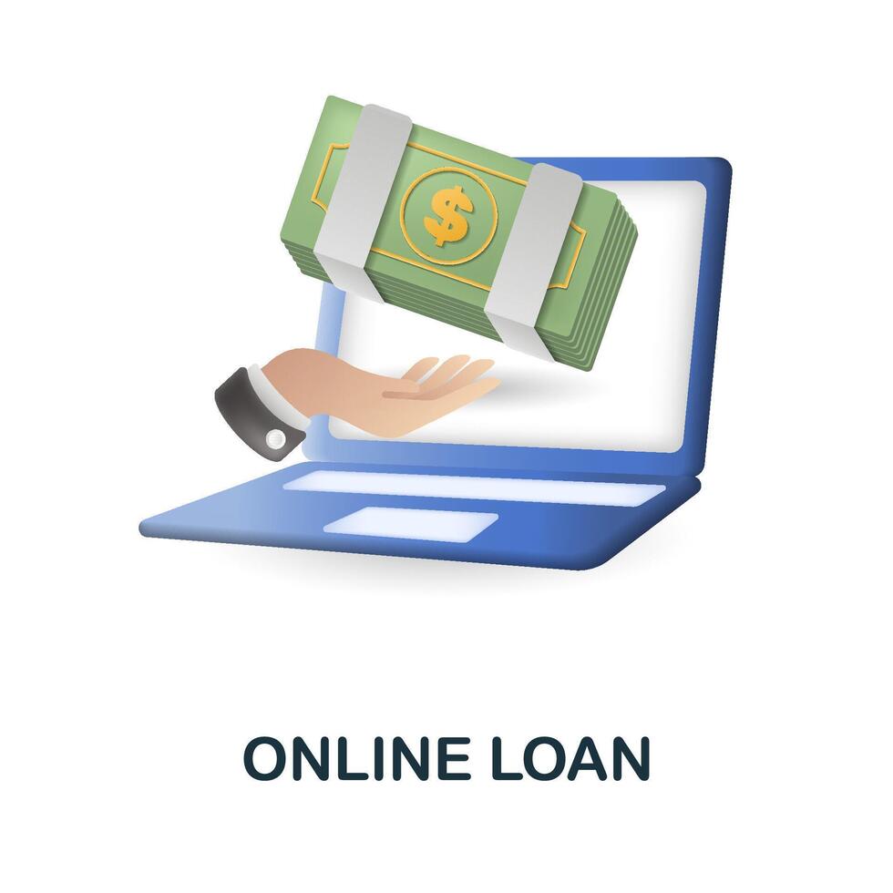 Online Loan icon. 3d illustration from fintech industry collection. Creative Online Loan 3d icon for web design, templates, infographics and more vector