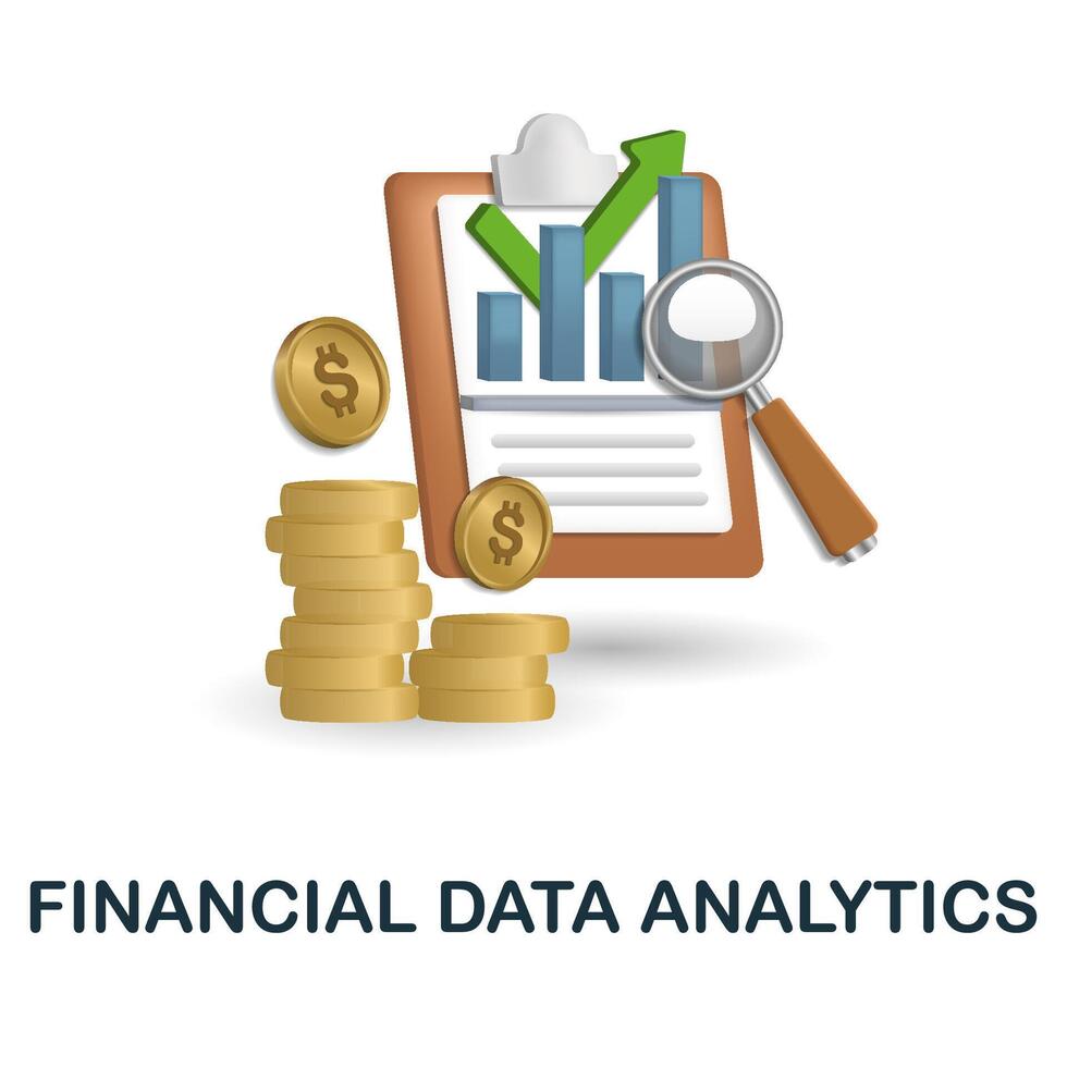 Financial Data Analytics icon. 3d illustration from fintech industry collection. Creative Financial Data Analytics 3d icon for web design, templates, infographics and more vector