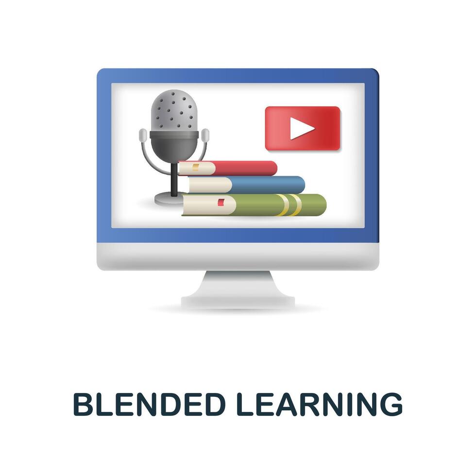 Blended Learning icon. 3d illustration from e-learning collection. Creative Blended Learning 3d icon for web design, templates, infographics and more vector