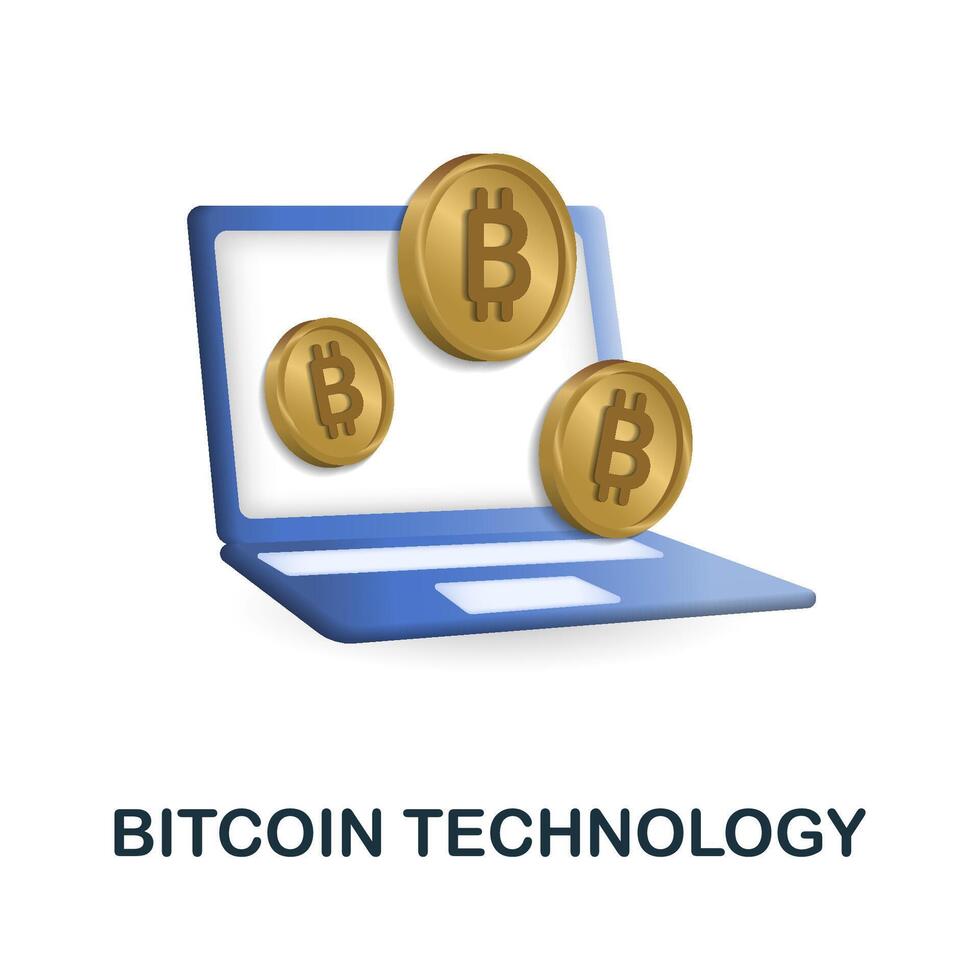 Bitcoin Technology icon. 3d illustration from fintech industry collection. Creative Bitcoin Technology 3d icon for web design, templates, infographics and more vector