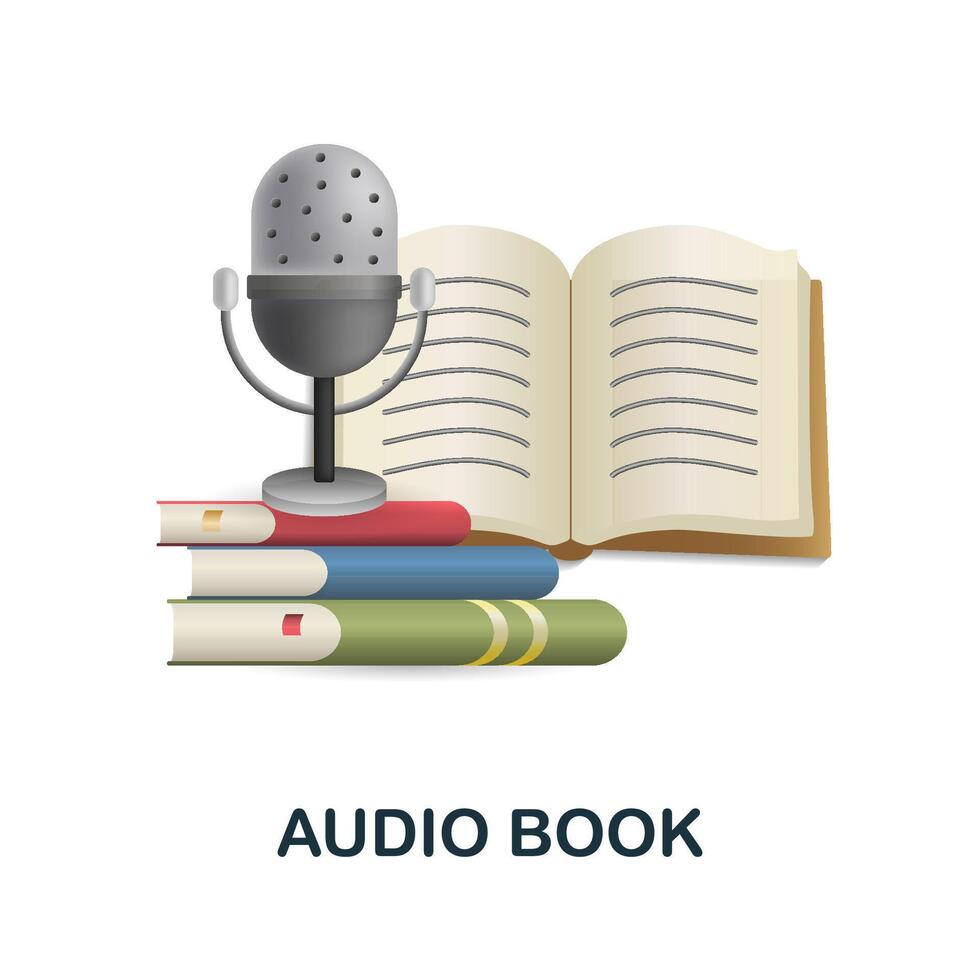 Audio Book icon. 3d illustration from e-learning collection. Creative Audio Book 3d icon for web design, templates, infographics and more vector