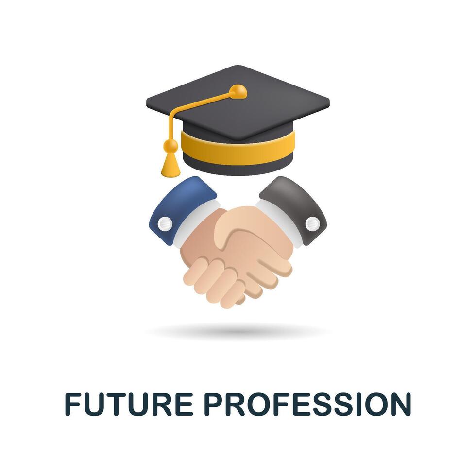 Future Profession icon. 3d illustration from e-learning collection. Creative Future Profession 3d icon for web design, templates, infographics and more vector