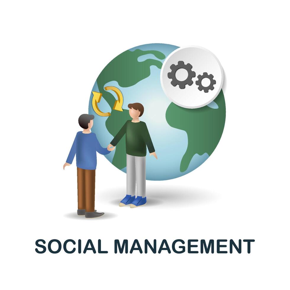Social Management icon. 3d illustration from esg collection. Creative Social Management 3d icon for web design, templates, infographics and more vector