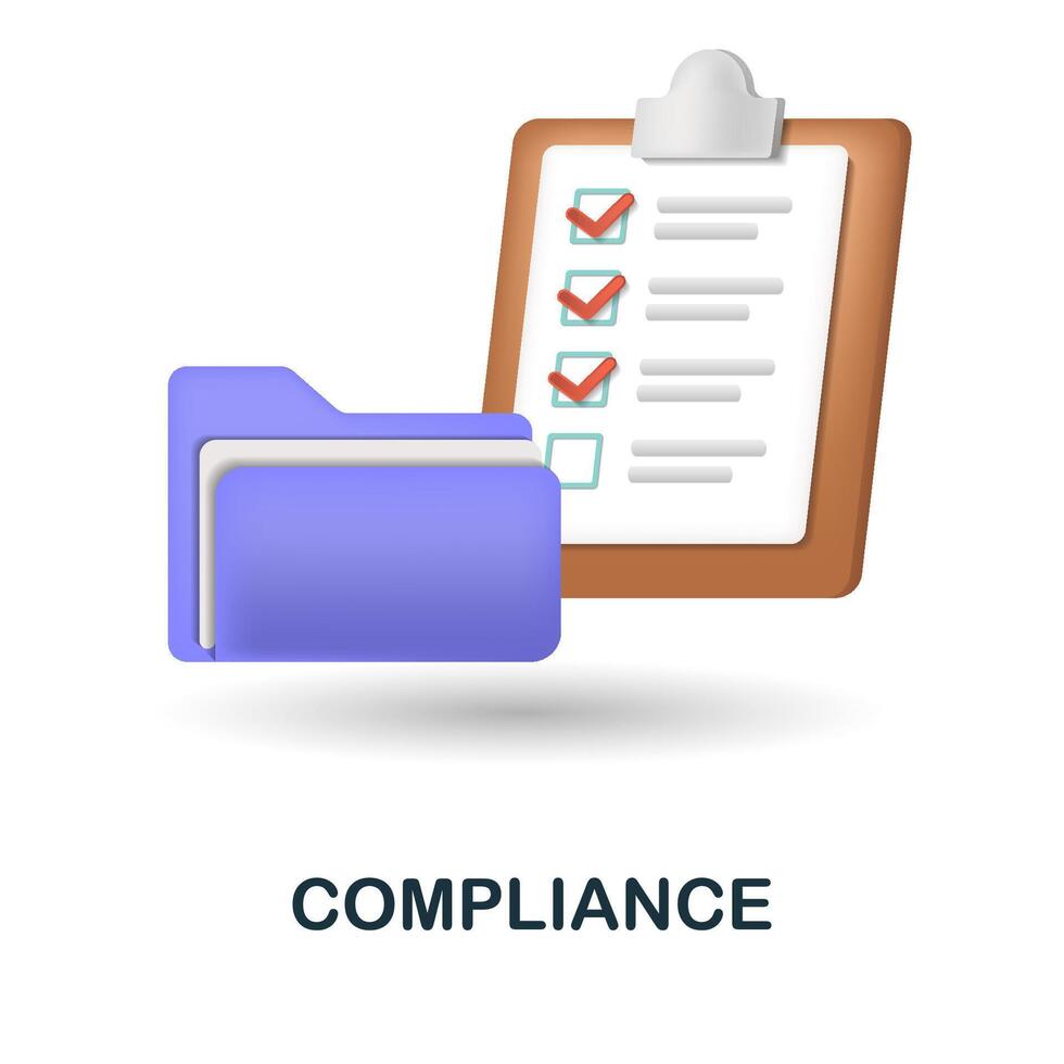 Compliance icon. 3d illustration from esg collection. Creative Compliance 3d icon for web design, templates, infographics and more vector