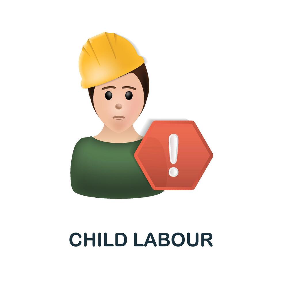 Child Labour icon. 3d illustration from esg collection. Creative Child Labour 3d icon for web design, templates, infographics and more vector