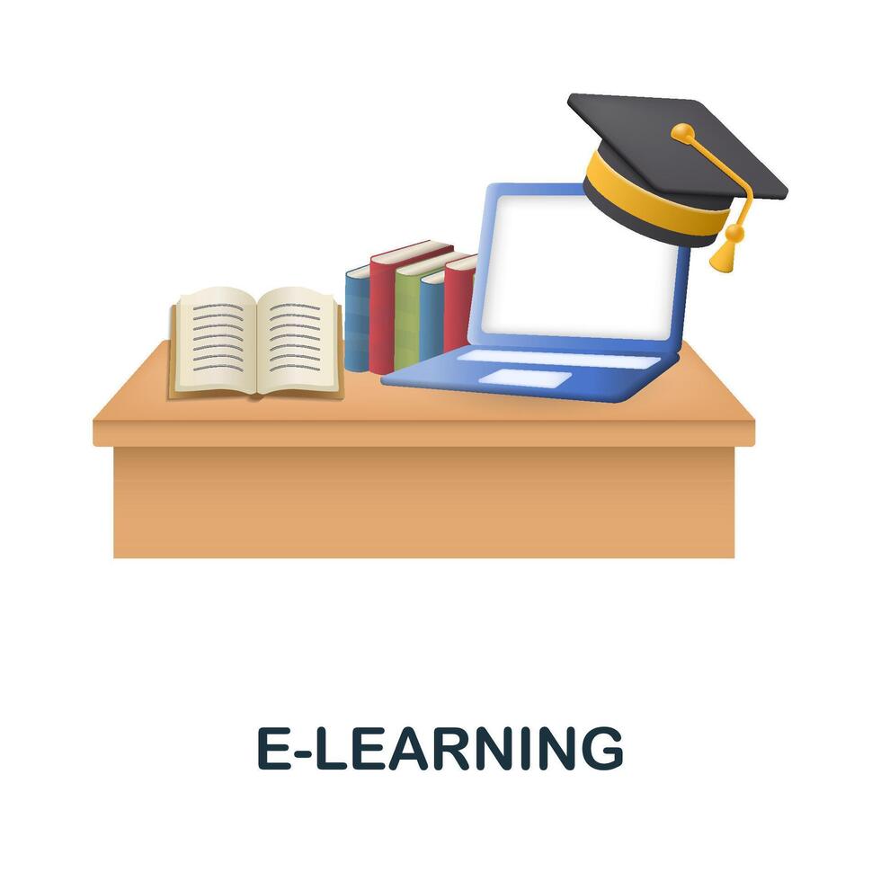 E-Learning icon. 3d illustration from e-learning collection. Creative E-Learning 3d icon for web design, templates, infographics and more vector