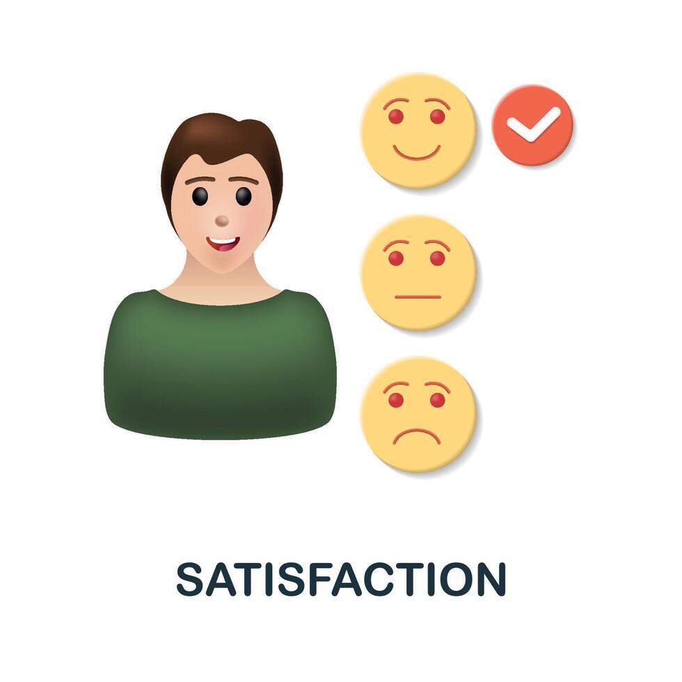 Satisfaction icon. 3d illustration from feedback collection. Creative Satisfaction 3d icon for web design, templates, infographics and more vector