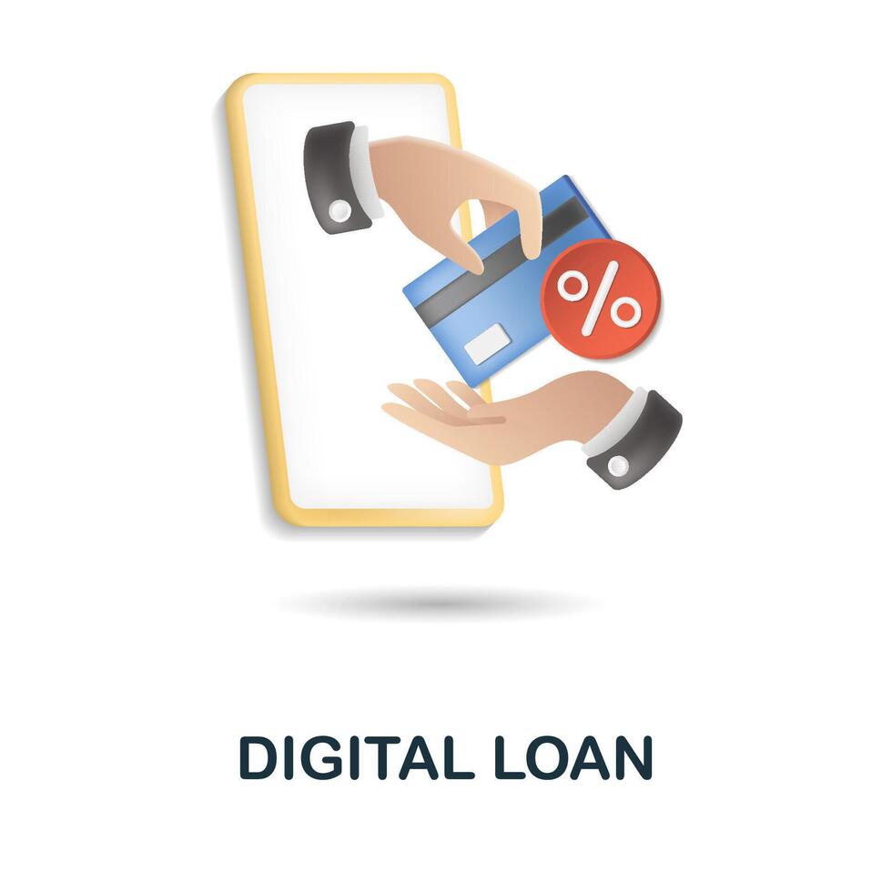 Digital Loan icon. 3d illustration from fintech collection. Creative Digital Loan 3d icon for web design, templates, infographics and more vector