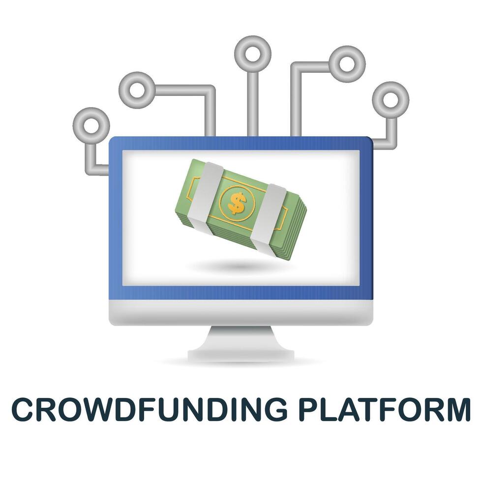 Crowdfunding Platform icon. 3d illustration from fintech collection. Creative Crowdfunding Platform 3d icon for web design, templates, infographics and more vector