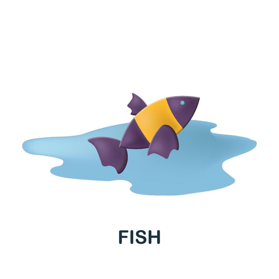 Fish icon. 3d illustration from fishing collection. Creative Fish 3d icon for web design, templates, infographics and more vector